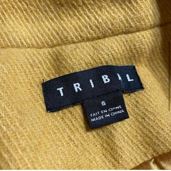 TRIBAL Marigold Wool Blend Jacket Coat Zippered with Satin Lining 6 - Picture 12 of 13